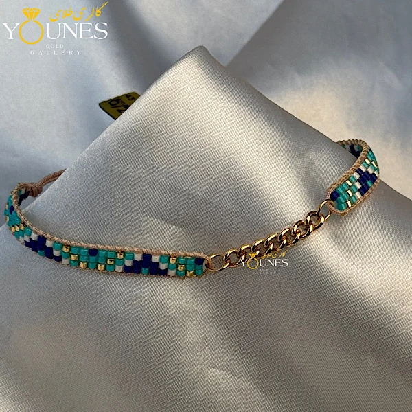 تصویر دوم دستبند میوکی  کارتیر طلا آبی فیروزه ای